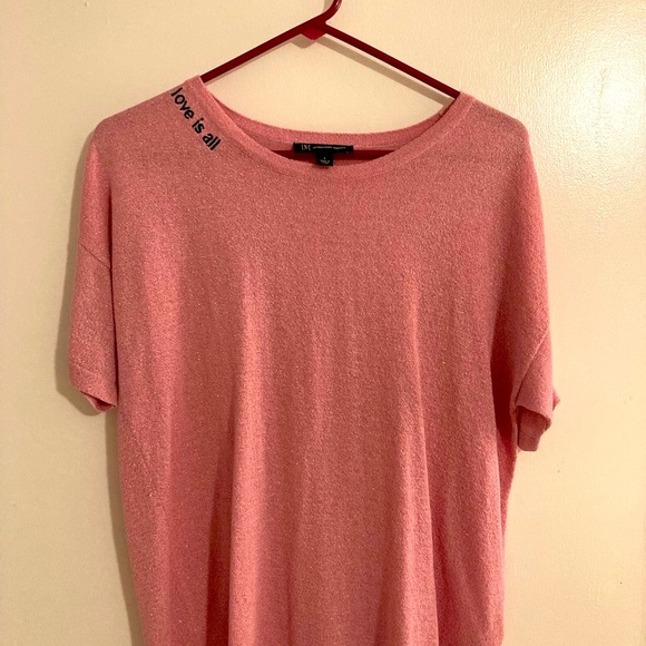 Sparkly Pink INC International Concepts “love is all” shirt 💓 - Picture 2 of 5